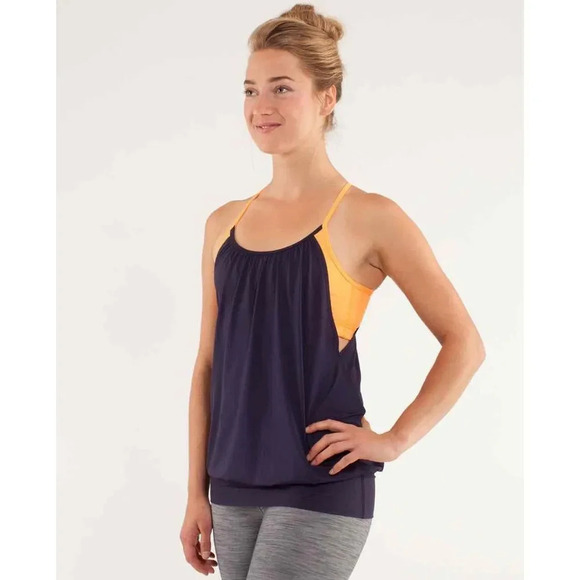 Lululemon Women's 4 No Limits Tank Top - Black Swan / Creamsicle Pop - Picture 2 of 13